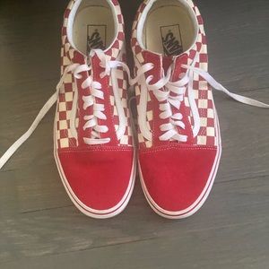 Red Checkered Vans EUC size 10
